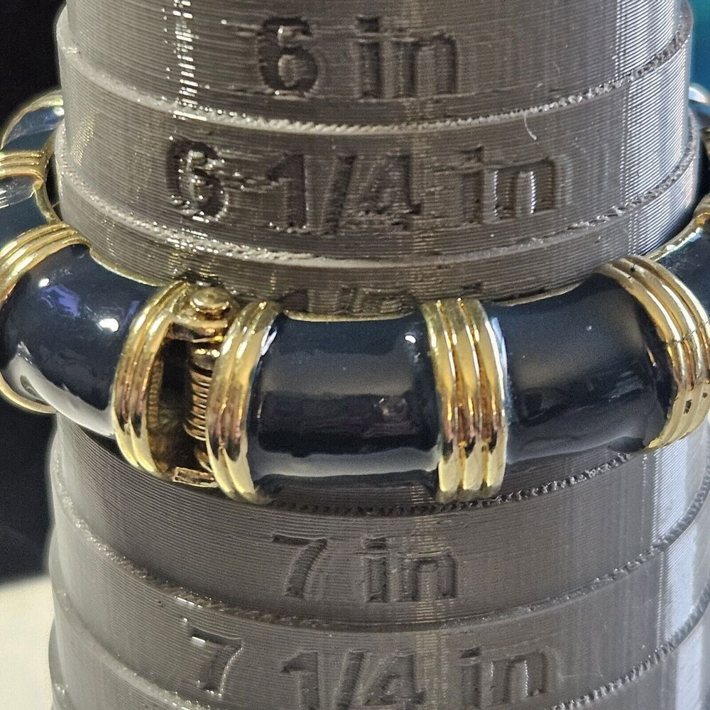 **Last Chance!! Final Sale** J Crew Bangle Bamboo Look Blueberry Gold Tone 6.5" - Picture 7 of 11